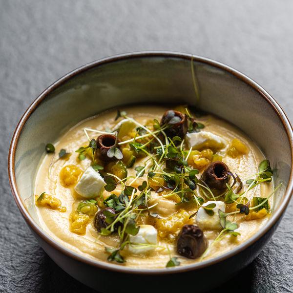 Assiette creuse, risotto aux herbes